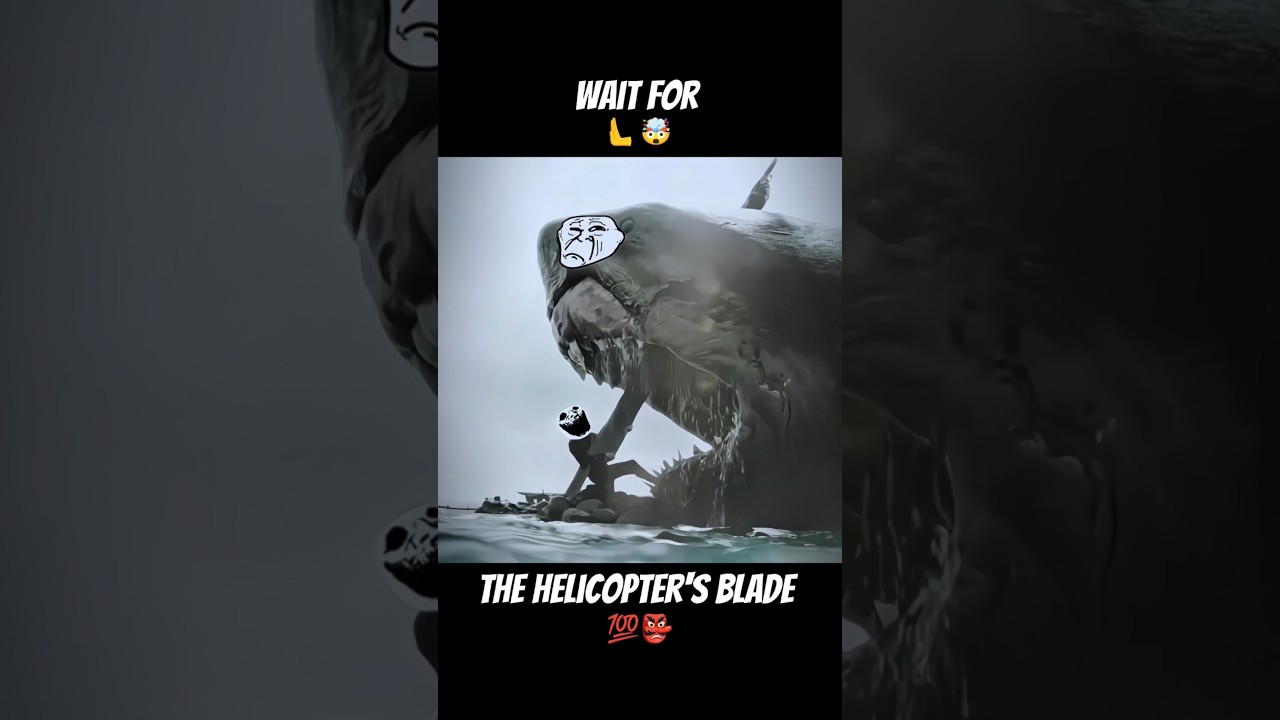 He killed the shark with the helicopter blade🤯👹|#shorts#meg2#shark#trollfaceedit#jasonstatham