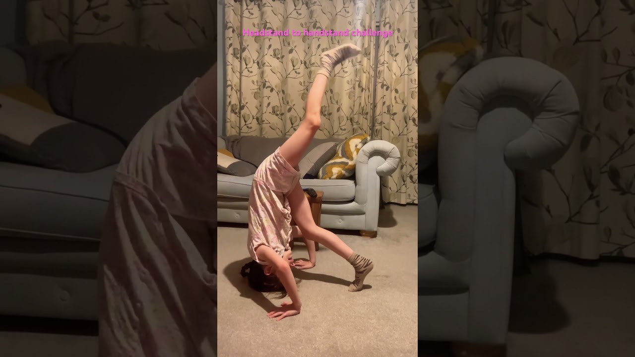 Headstand to handstand challenge.  #gymnast #calisthenics #stronggirl #shorts #challenge #headstand