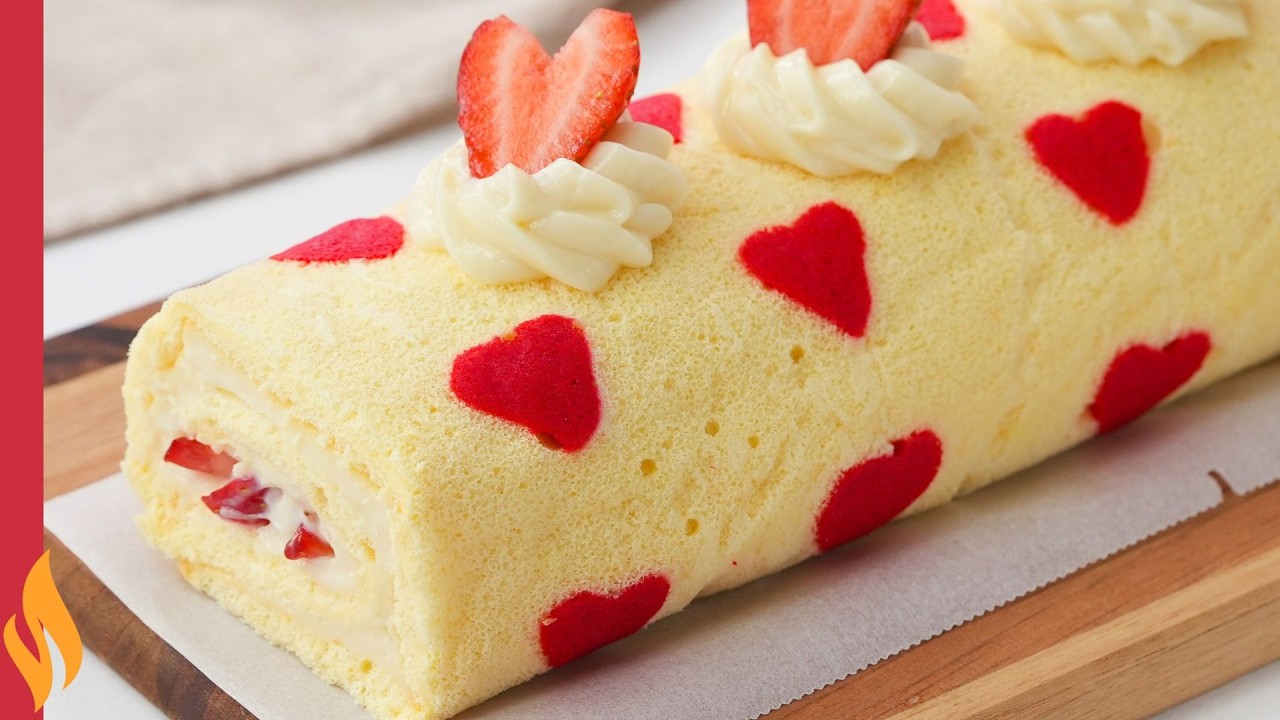 HEART ROLL CAKE ❤️ Easy Valentine's Day Cake ❤️