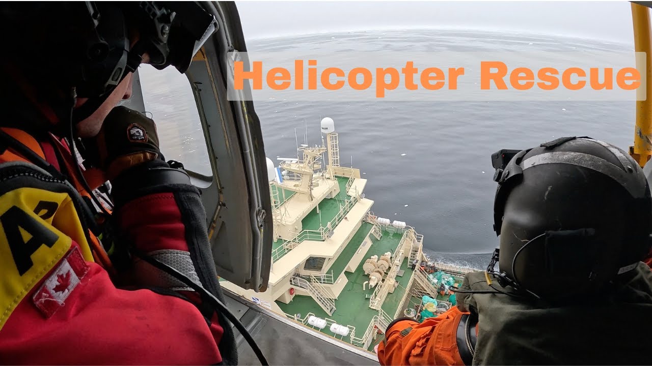 Helicopter Rescue of Crewmember from Fishing Trawler in Northern Canada