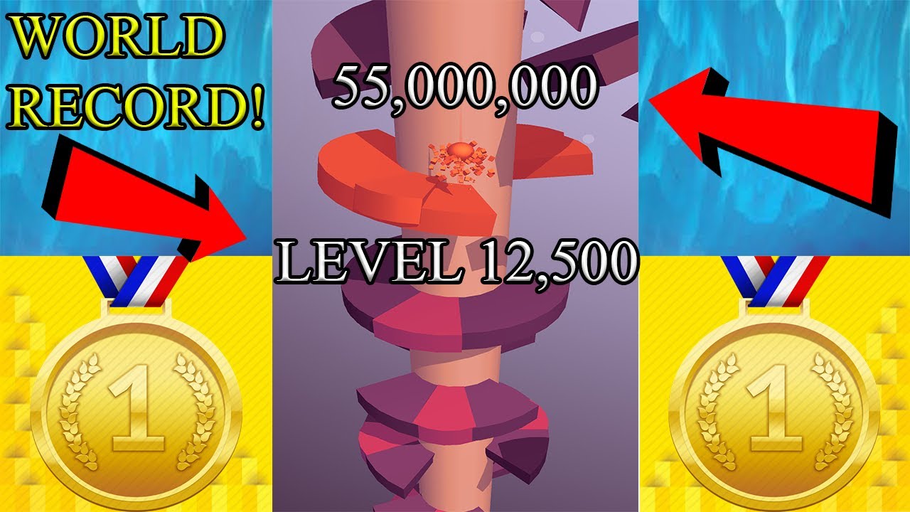 HELIX JUMP WORLD RECORD!  THE HIGHEST LEVEL ON YOUTUBE LEVEL 12.5K+!!! (55 MILLION SCORE)