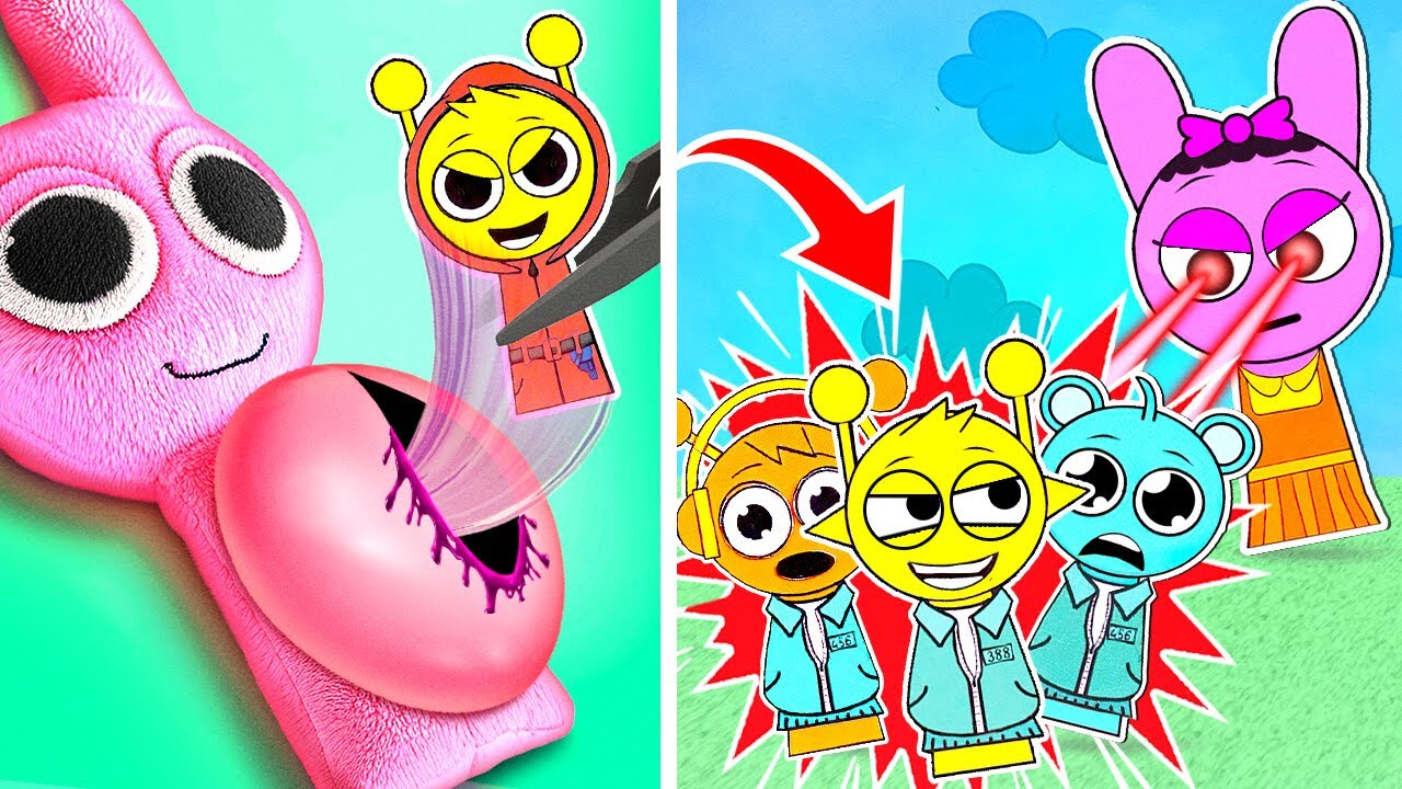 Help Pinki Pregnant! Sprunki in Squid Game *DIY Paper Book*