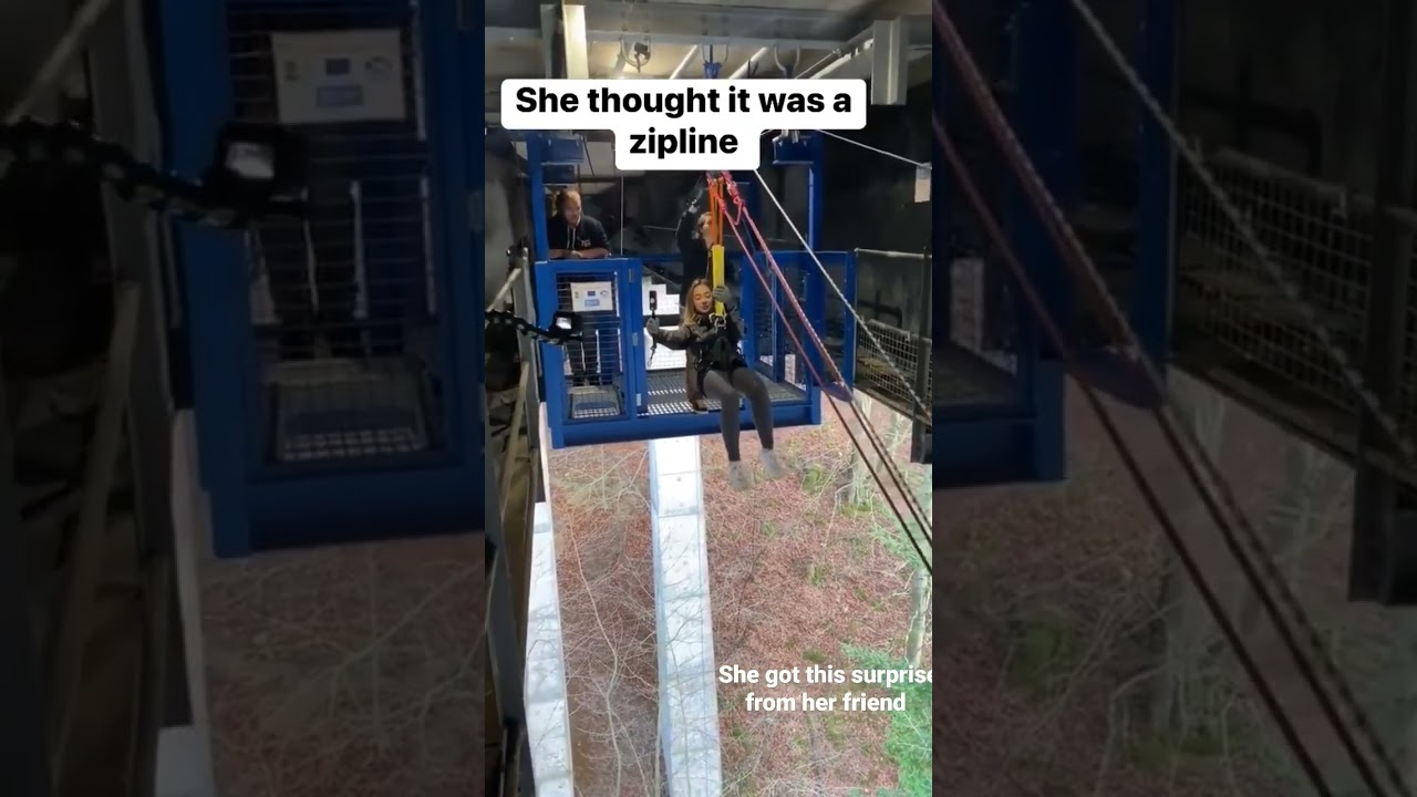 Her friend told her that this is Zipline. Ameican Girl Got Surprise from her friend. #zipline #prank