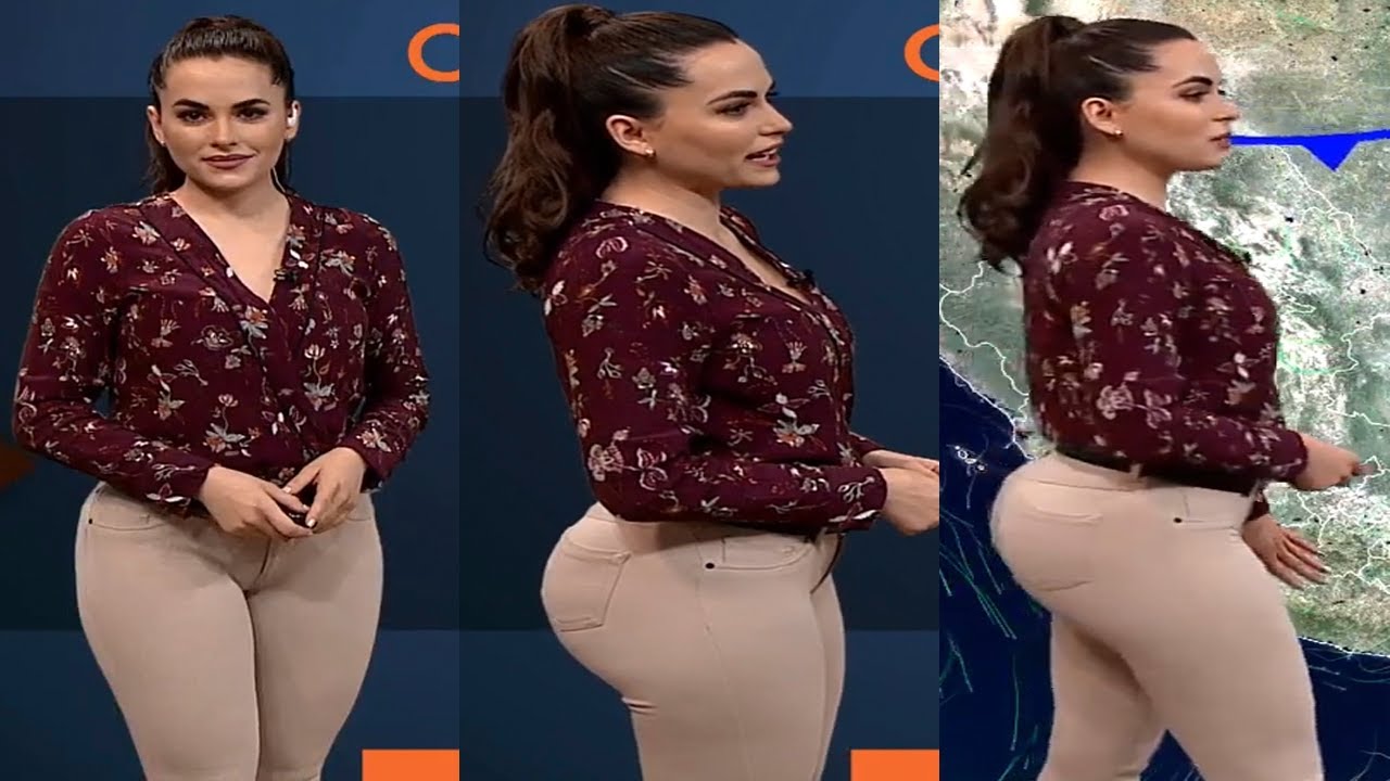 😍🍑🔥Hermosa Estefania Caballero 2020 💋 en pantalones ajustados sexy piernas | Chica del clima