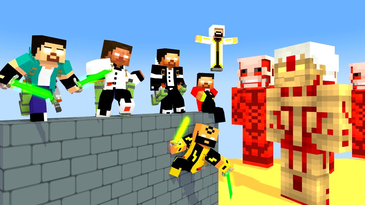 Herobrine Brothers : ATTACK ON TITAN Protect the city | Animation