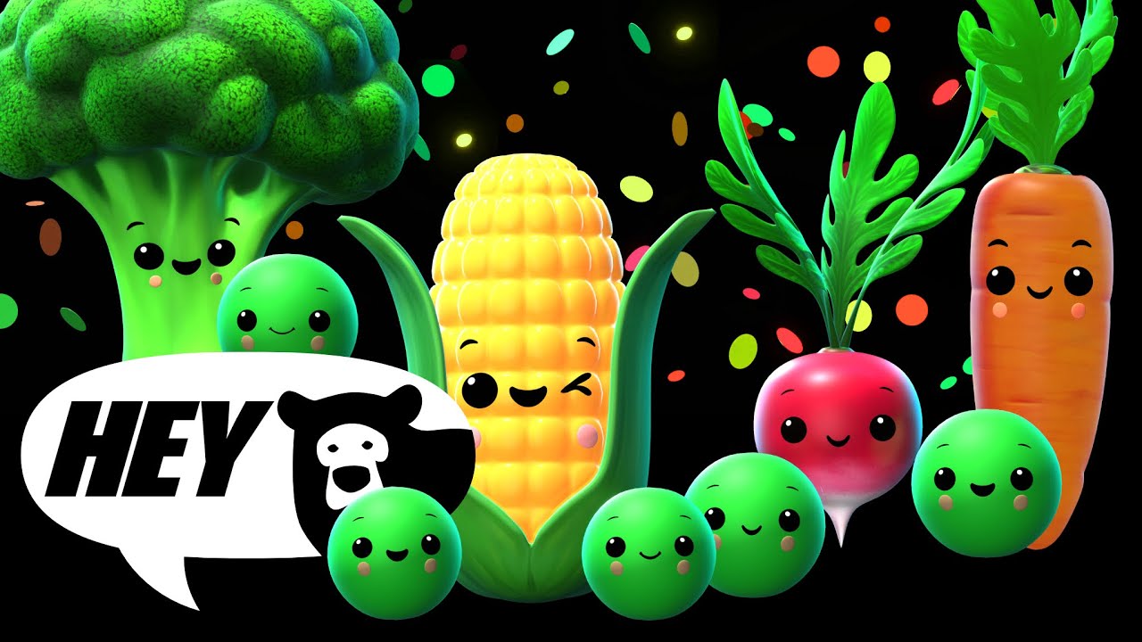 Hey Bear Sensory -  Funky Veggie's Dance Party! - Fun Video with Music!- New Video!