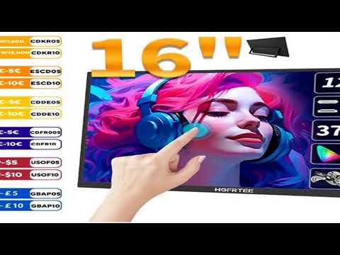 HGFRTEE 16inch Touch Portable Monitor 16:10 96%sRGB 350Cd/m² Second Sc