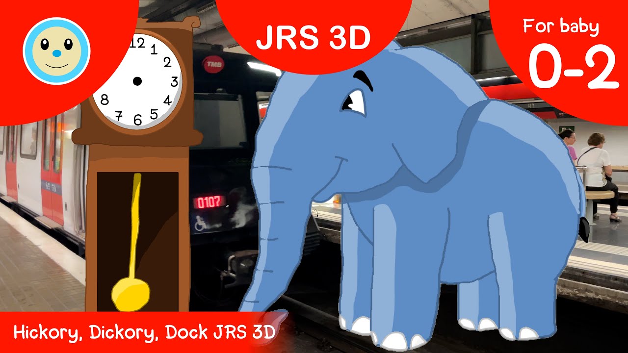 Hickory, Dickory, Dock JRS 3D 🕰️🐁🐸🦔🐻🦘🐘 | Nursery Rhyme for Baby 0-2 Years 👶🏻