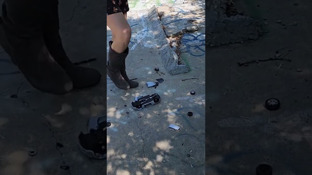 High heel boots stomping car #asmrcrush #modelcarcrush #highheels