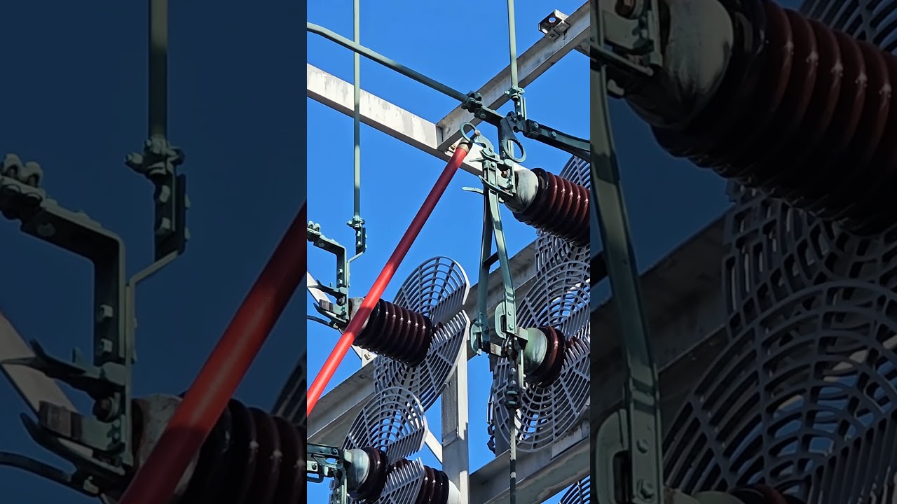 High voltage disconnect hot stick manual operation #substation #maintenance #electrical