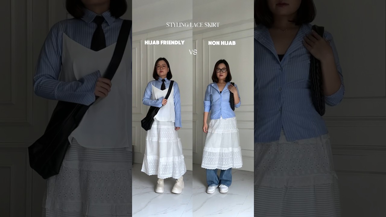 Hijab vs Non Hijab Outfit Ideas with Lace Skirt!💃