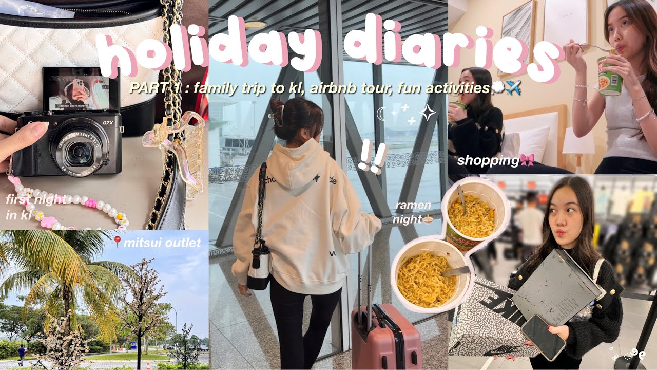 HOLIDAY DIARIES ˚｡⋆✈︎ catch flight, shopping, airbnb tour + spend my first night in kl 🌸💭