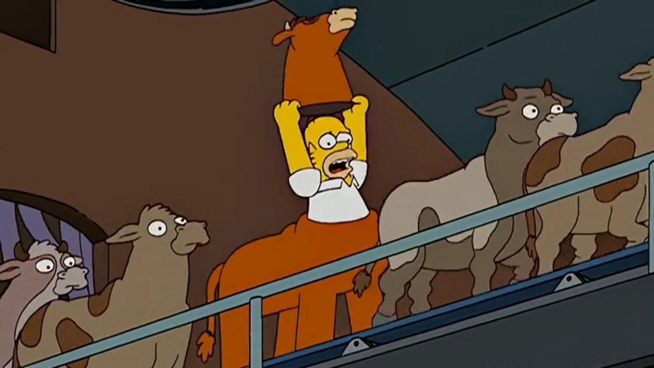 Homer Disguises as a Cow at a Slaughterhouse - The Simpsons