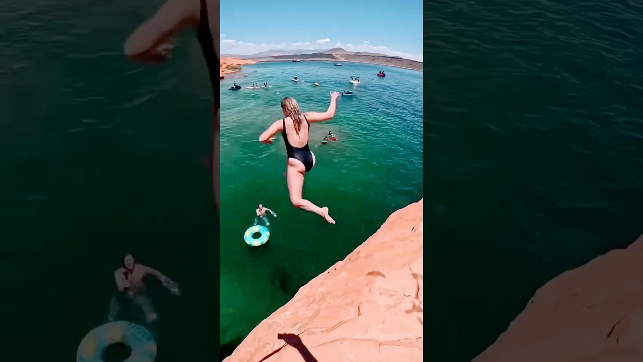 Hot Bigo Girl jumping from the rock go viral! #shorts #bigolive