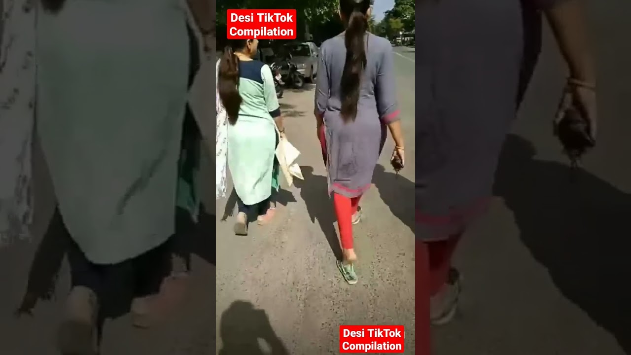 Hot Desi Tiktoker Big Back Girl Maal Walking On The Road In Tights Leggings Kameez #hotback #bigback