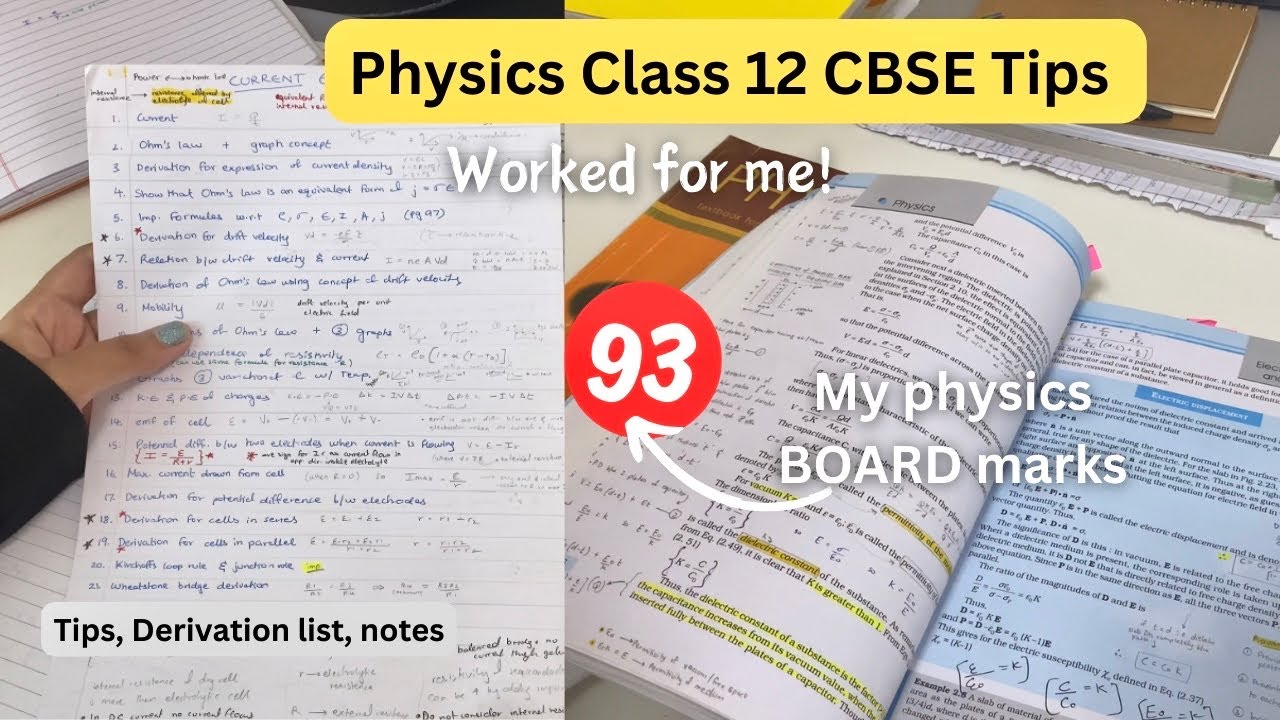 How I Scored 93 in Physics? CBSE CLASS 12 PHYSICS TIPS + Notes