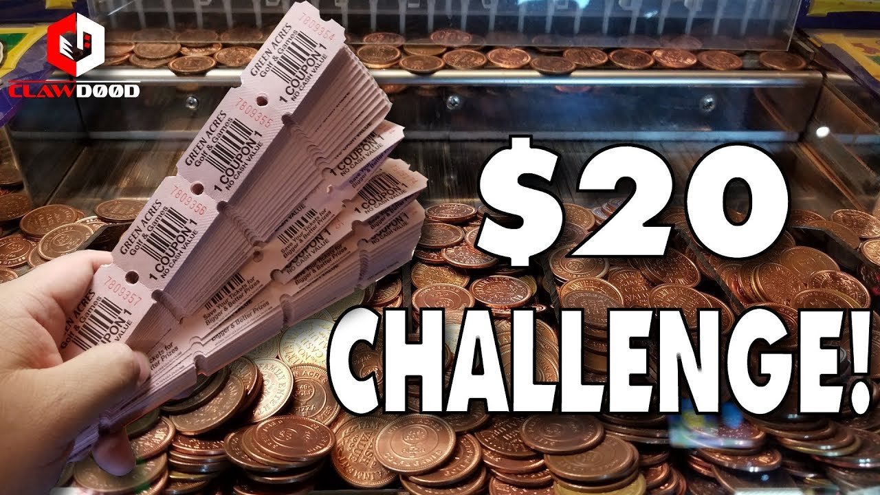 How Many Tickets Can We Win? | $20 Arcade Coin Pusher Challenge! | ClawD00d
