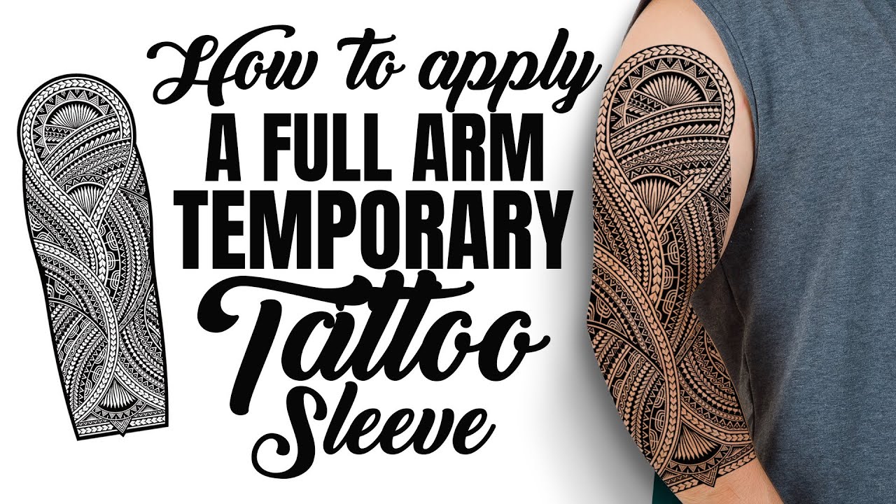 How to apply long full arm sleeve hawaiian Polynesian  temporary tattoo transfer body art sticker