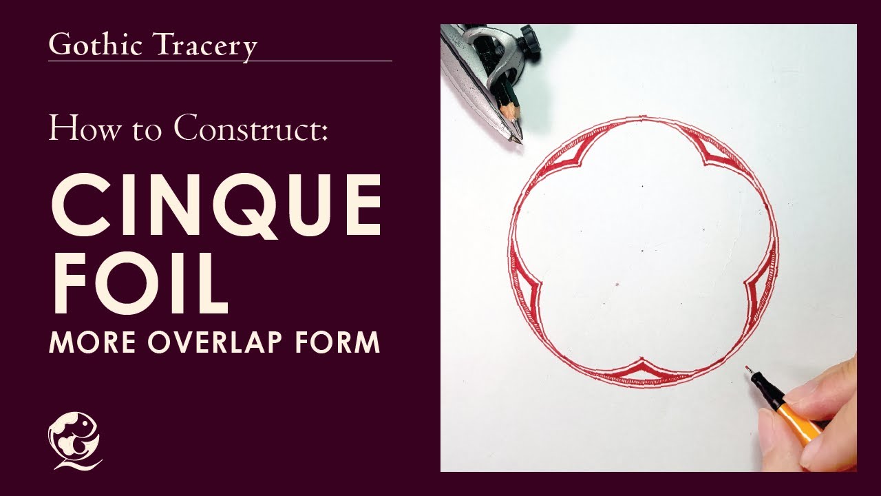How to construct Cinquefoil (more overlap form) | Gothic tracery art