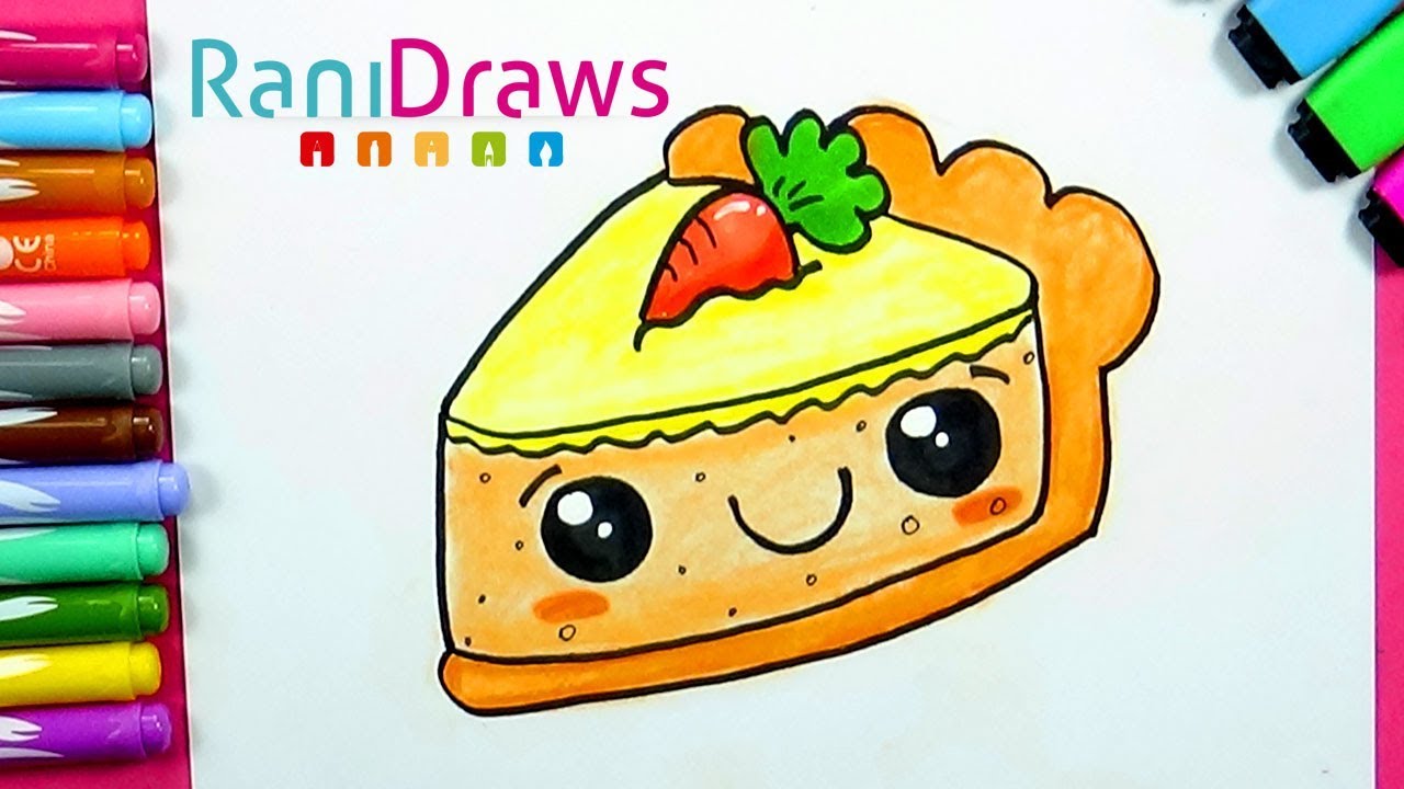 How to draw a CUTE CARROT CAKE - Easy drawings