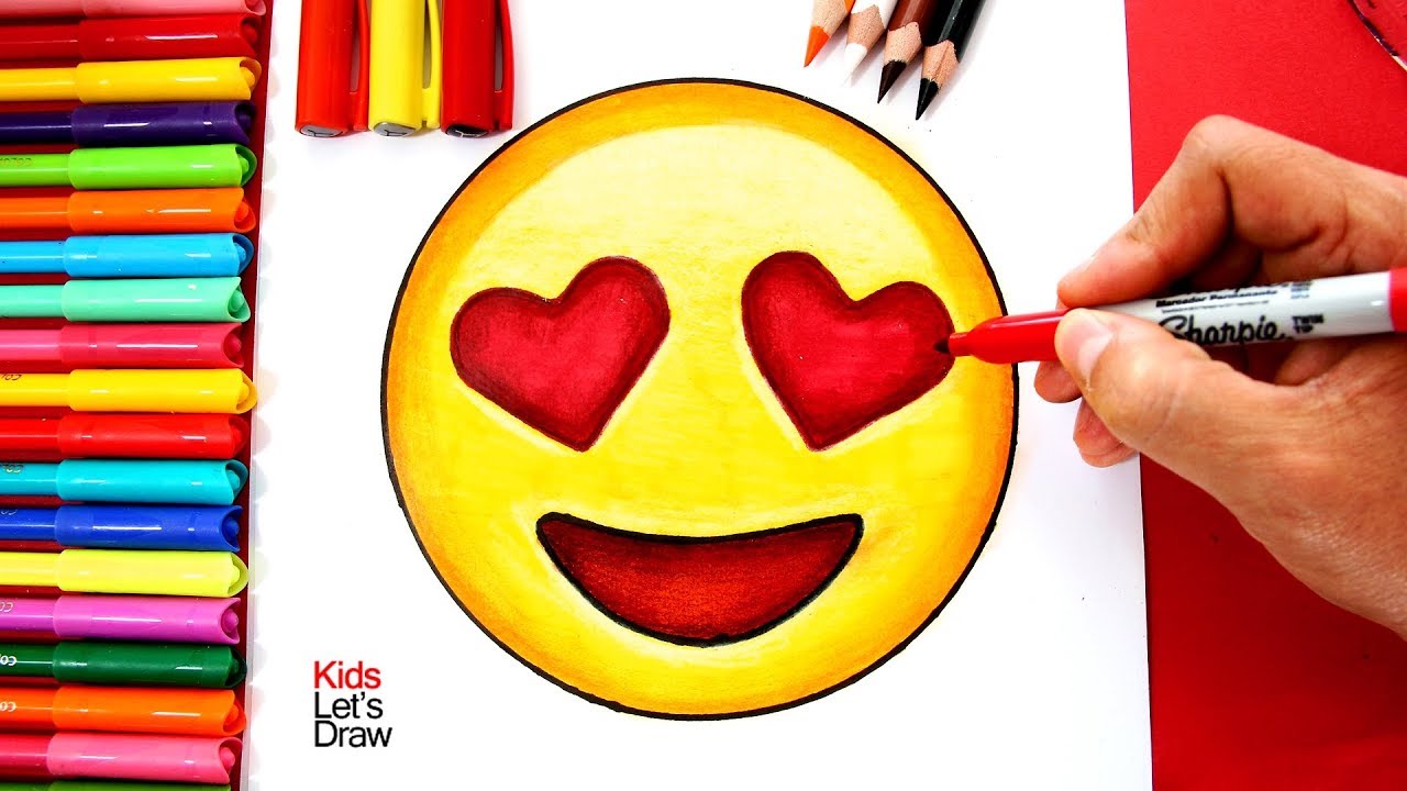 How to Draw a Emoji In Love (Eyes of Heart)