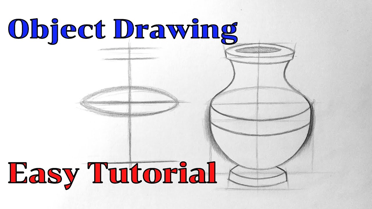 How to draw a flower pot easy with BASICS Drawing flower vase step by step tutorial for beginners