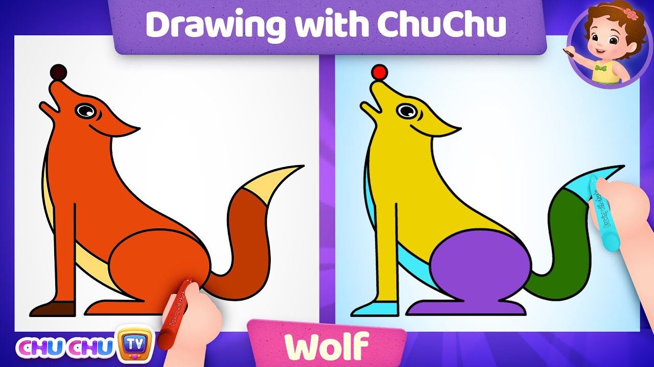 How to Draw a Wolf? - Drawing with ChuChu - ChuChu TV Drawing for Kids Easy Step by Step