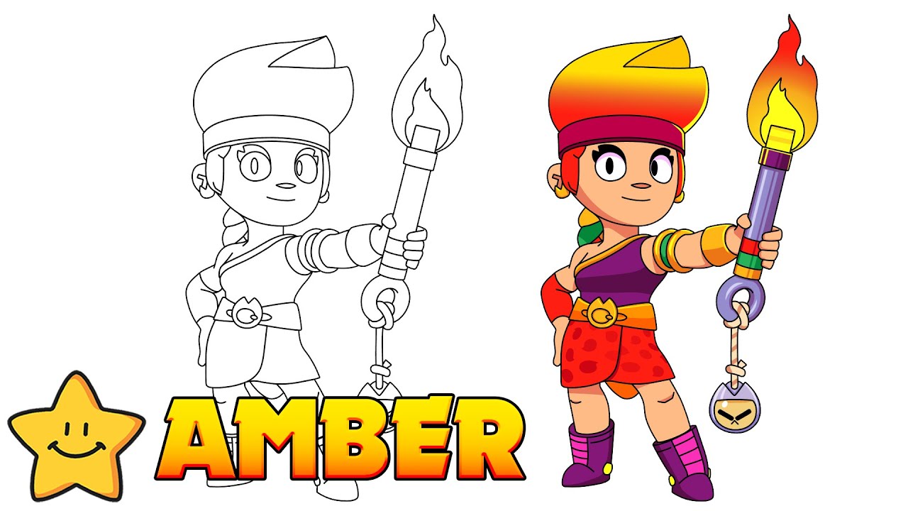 How To Draw AMBER 🔥 | Brawl Stars | New Brawler