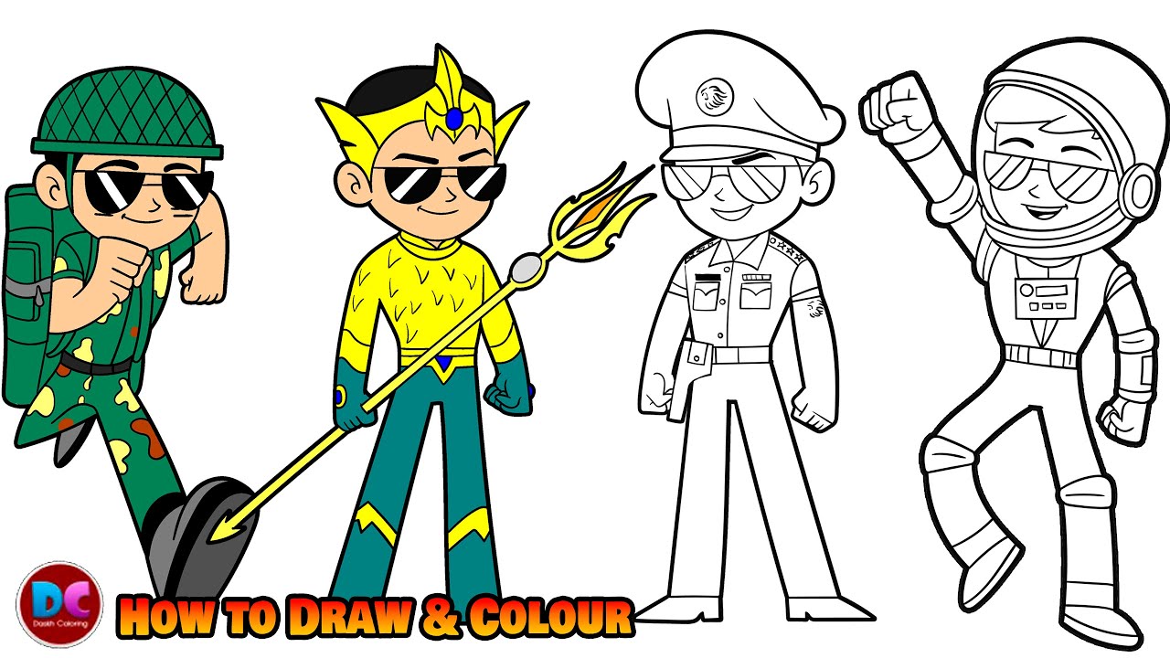 How to Draw and Colour Little Singham | Little Singham Coloring Pages