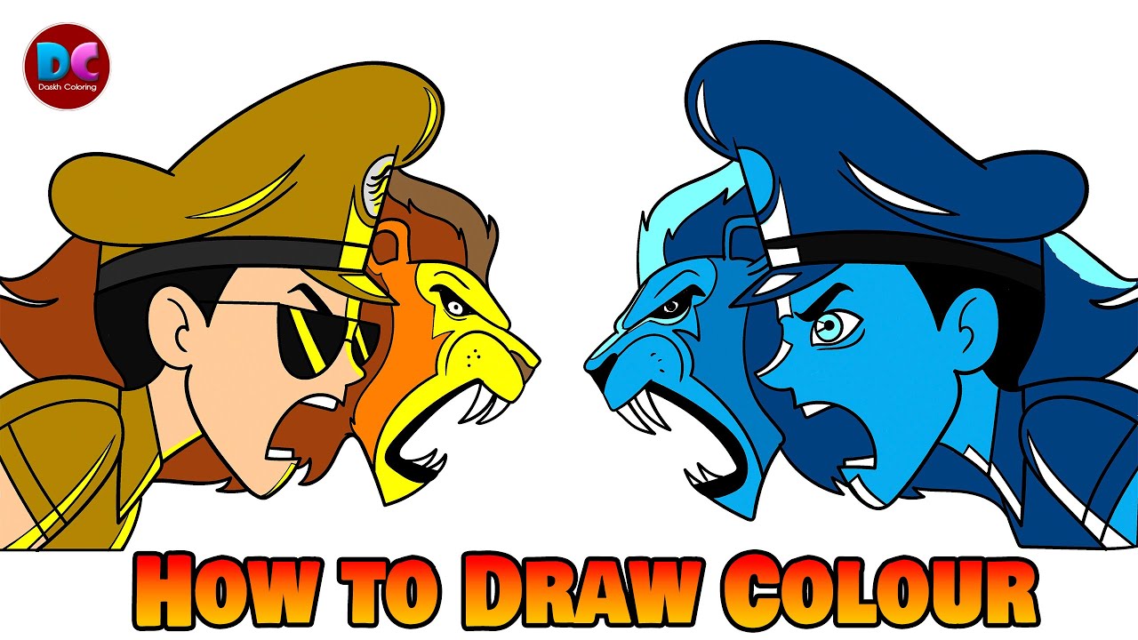 How to Draw and Colour Little Singham Vs Evil Little Singham