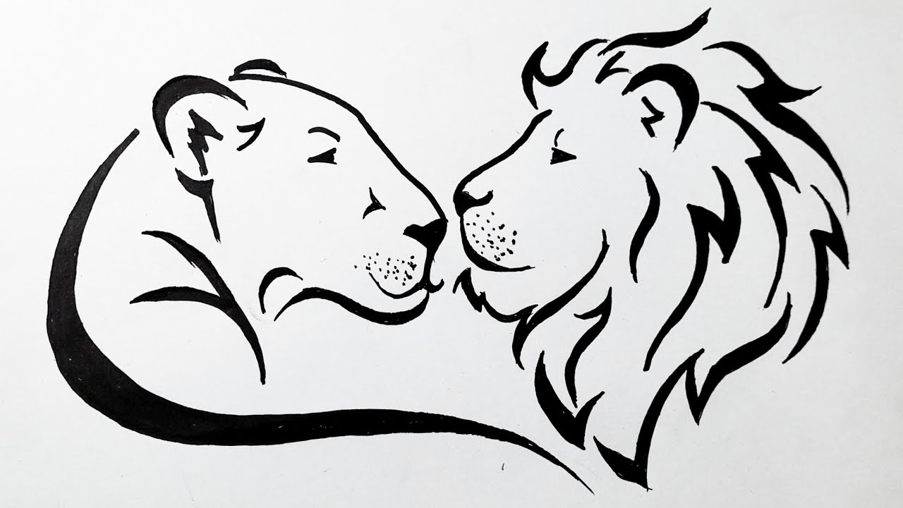 How to draw lion and lioness tattoo || Tribal tattoo drawing