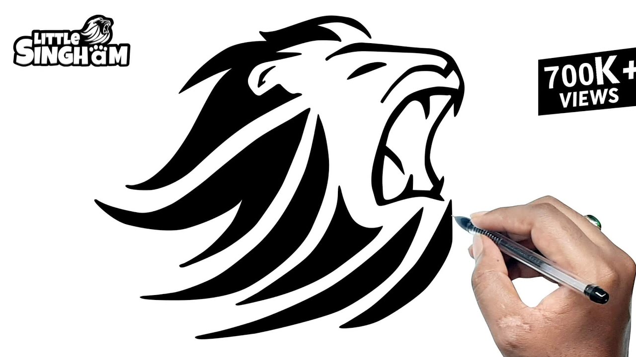 How To Draw Little Singham Lion Tattoo Drawing Step By Step Tutorial | Little Singham Lion Drawing