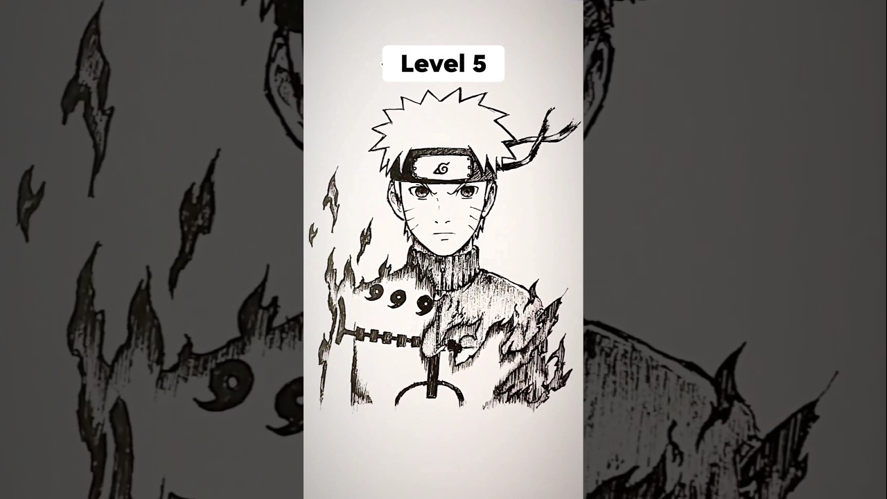 How to Draw Naruto in different levels 😳 #shorts #anime #drawing