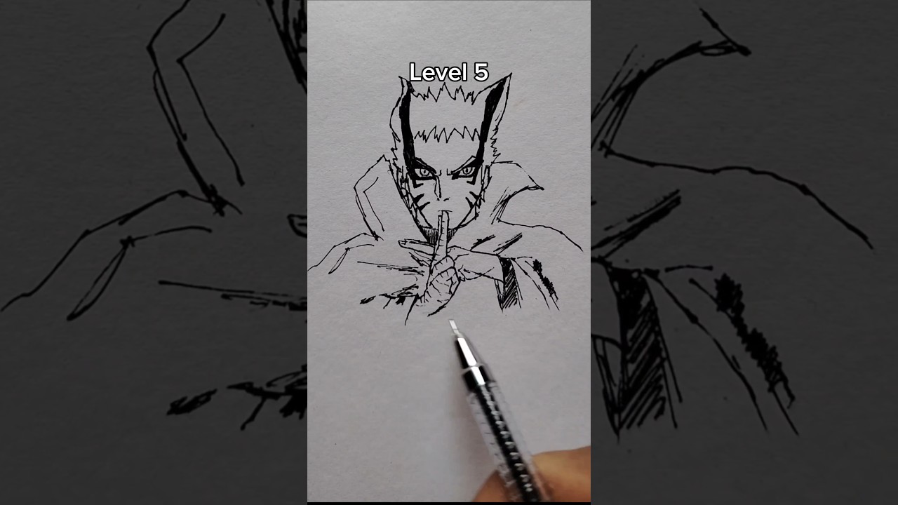 How to draw Naruto in different levels #drawing #anime #shorts