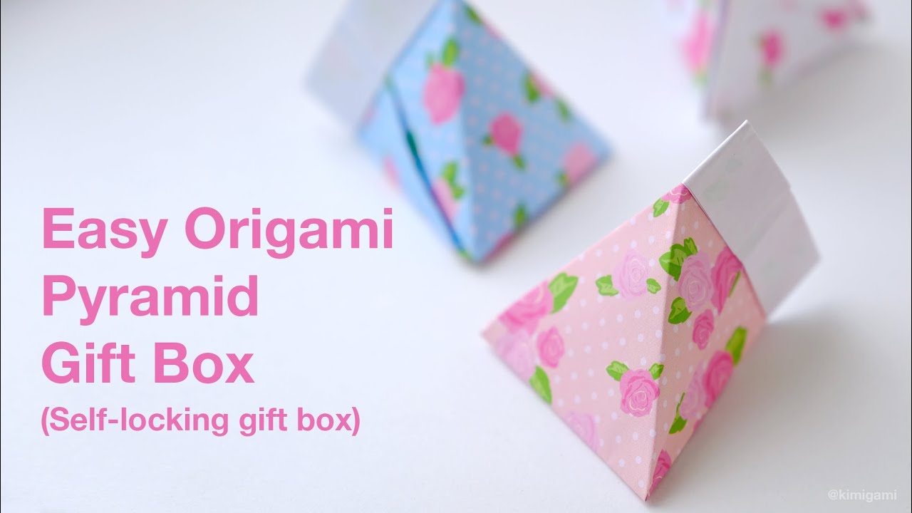 How to fold this easy and simple origami self-locking pyramid gift box