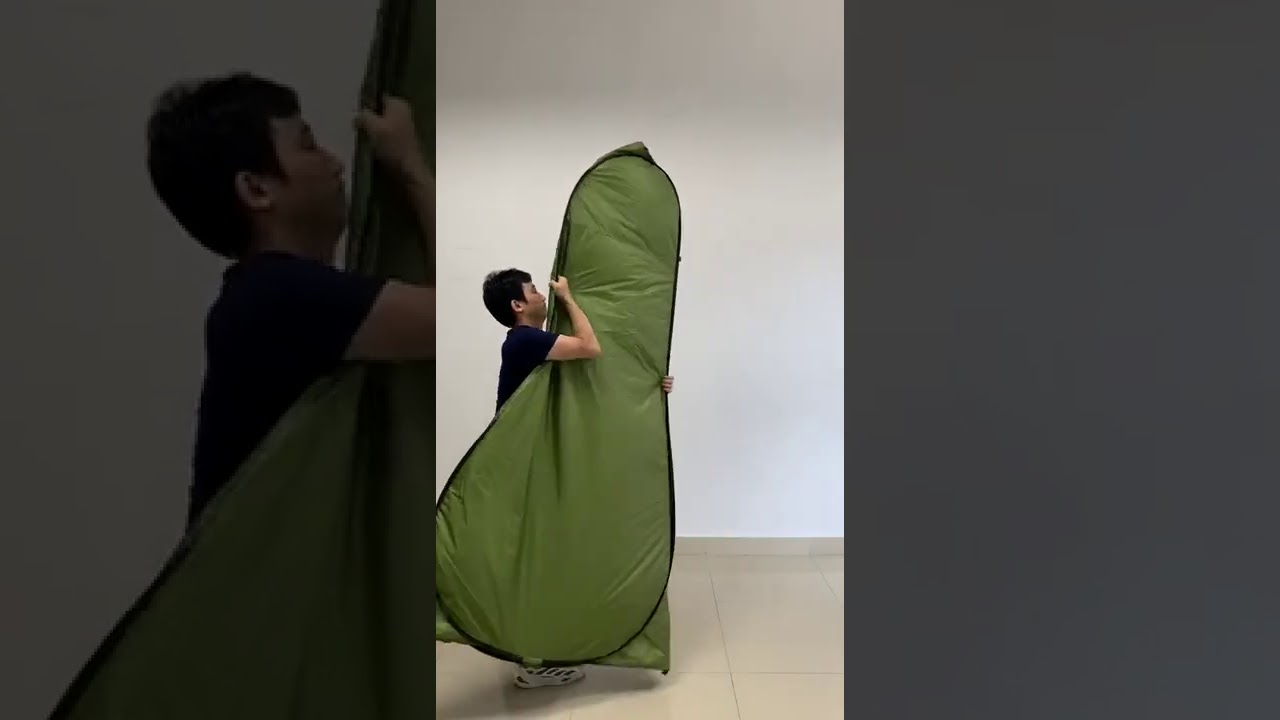 How to Fold Up EZONE Portable Pop up Camping Shower Tent in under 15 seconds
