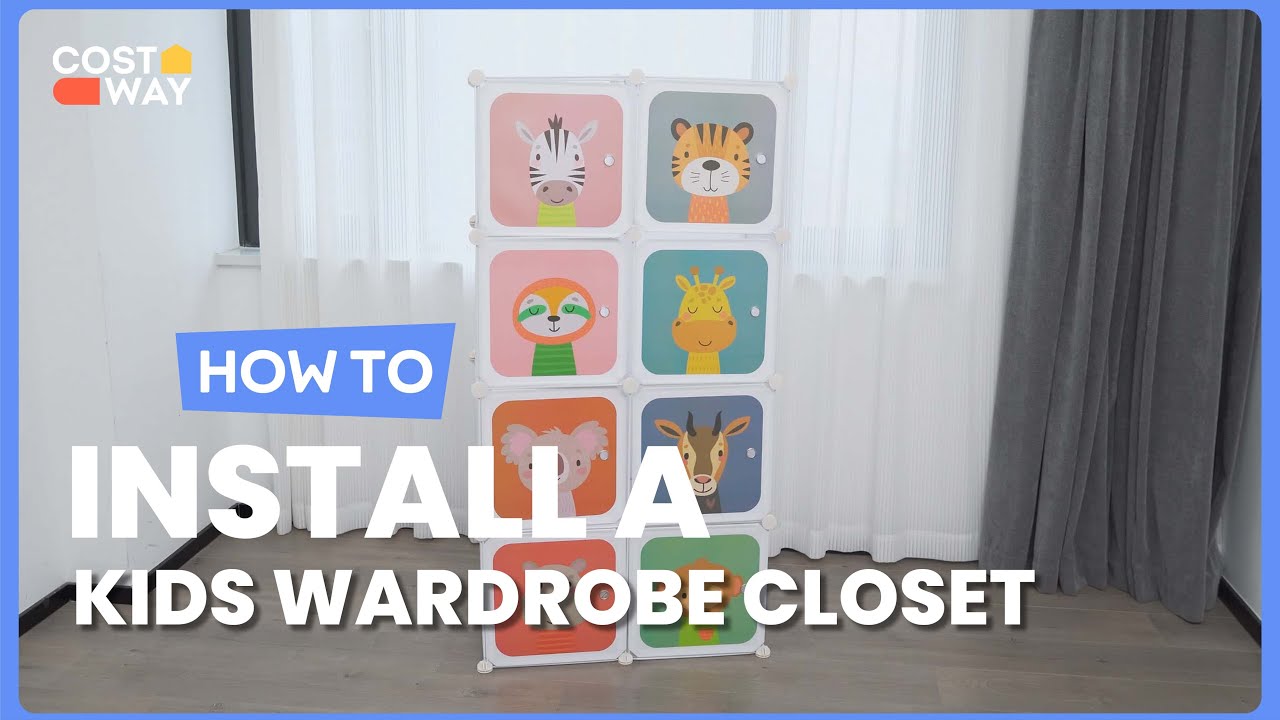 How to Install the 8 Cube Kids Wardrobe Closet with Hanging Section | 85419632 #costway #howto