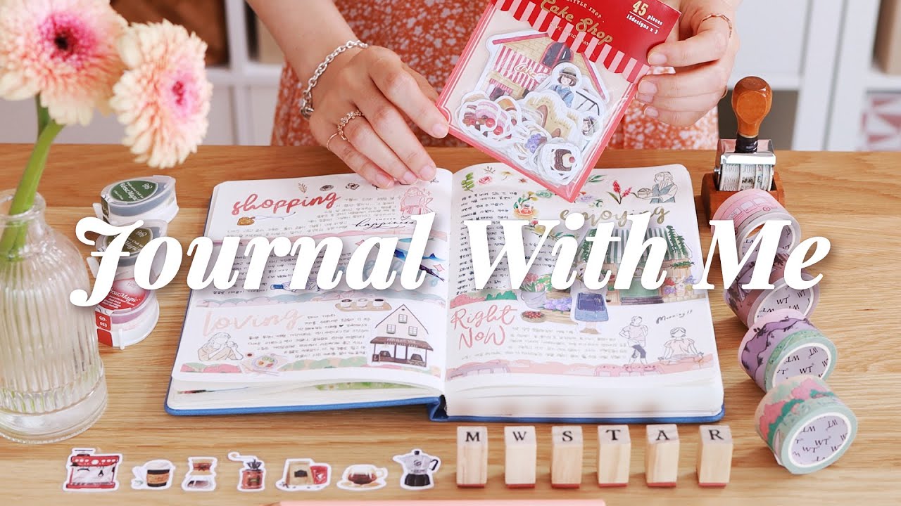 How To Journal🎈Journal Ideas Using Stickers and Stamps, Stationery Haul📔Cozy Studio Vlog