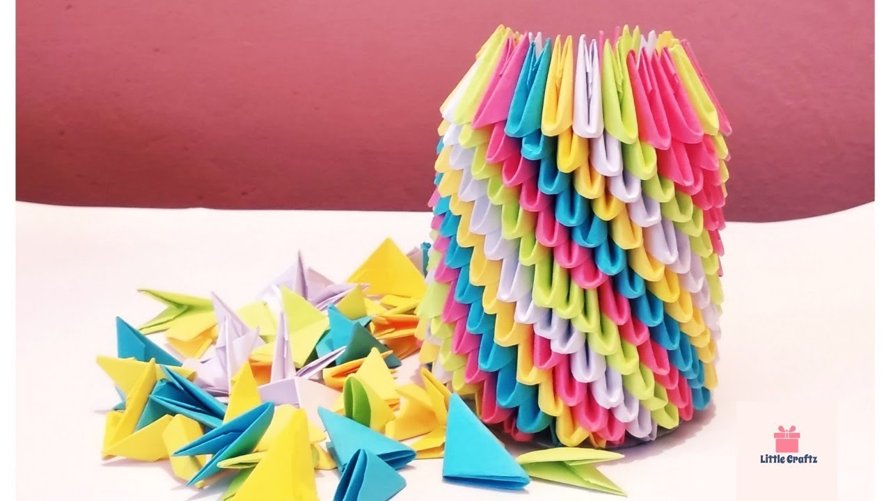 How to make 3D origami pen holder || origami paper craft || simple & easy #15