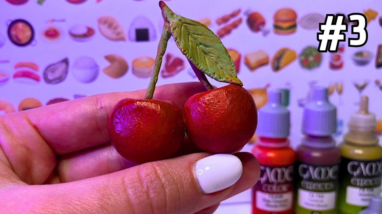 🍒How to Make a Clay Cherry | Day 3: Magic Clay Food Emoji Challenge ✨