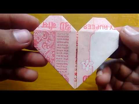 HOW TO MAKE A SIMPLE HEART WITH 20 RS. NOTE FOR YOUR LOVED VALENTINE  | #SuryaCraft