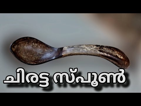 how to make coconut shell spoon/chiratta craft malayalam/karikkanpullitips