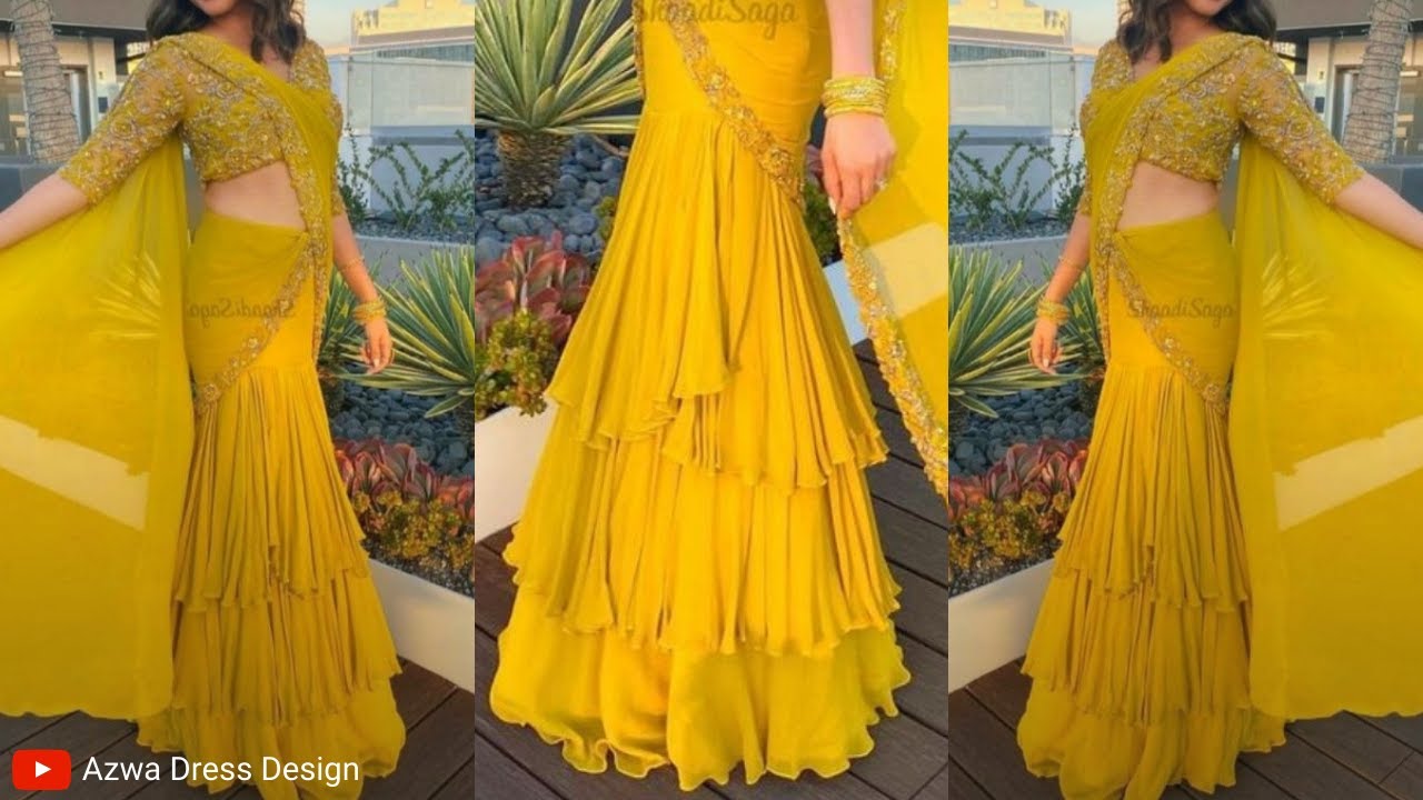 ✨How To Make Ruffle Saree | ruffle saree cutting and stitching