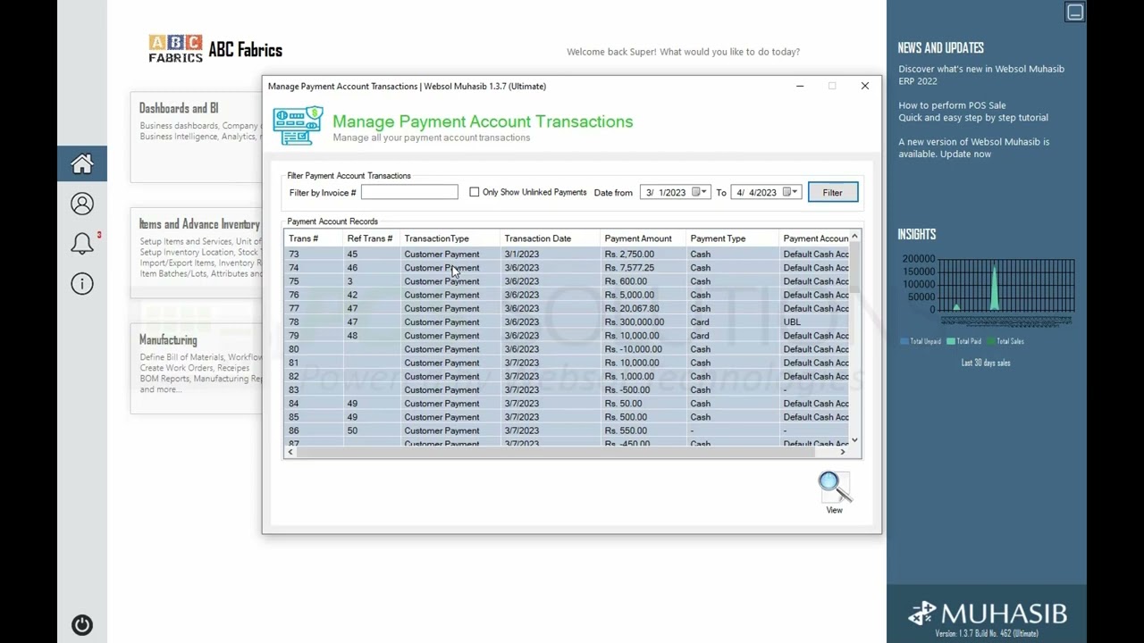 How to Manage Payment Account Transactions - Muhasib ERP