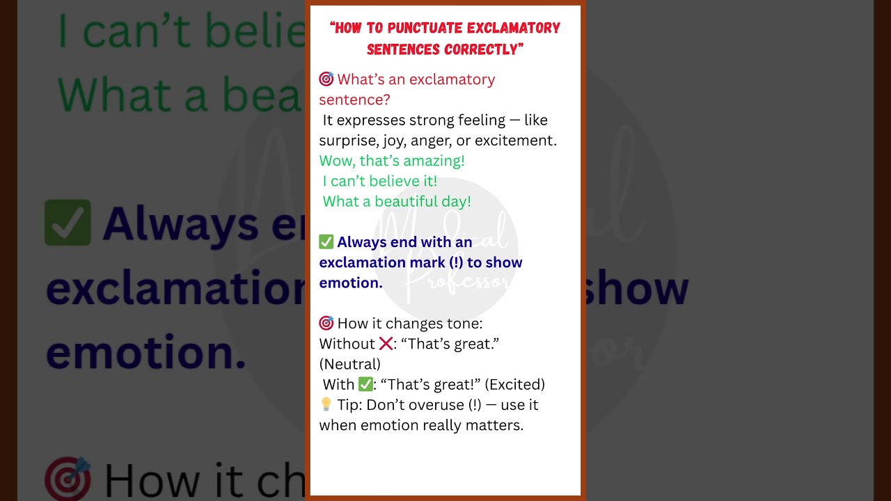 How to Punctuate Exclamatory Sentences Correctly | Use (!) the Right Way