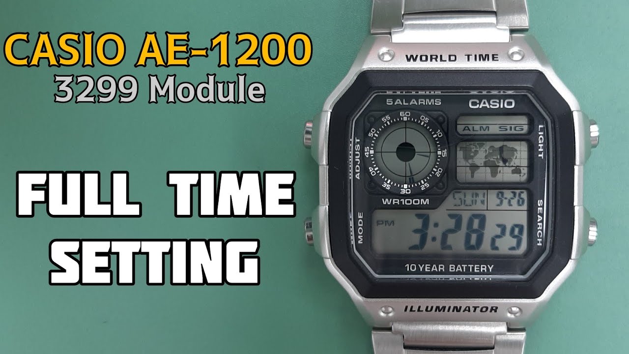 How To Setting Time CASIO AE-1200 Caliber 3299 Digital Watch | SolimBD