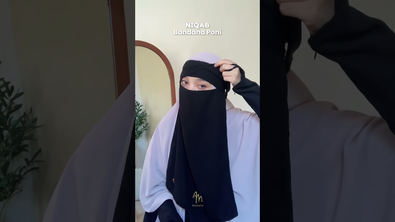 How to style Bandana Poni 😍 bahan Sifon Silk Arab Premium beli di Shopee Maslaha Niqab Official