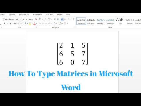 How To Type Matrices In Microsoft Word | How To Write A Square Bracket Around A Matrix In Word