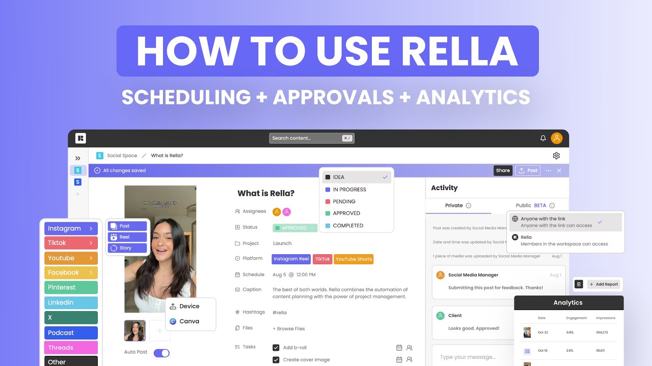 How to Use Rella: Best Content Scheduler & Approval Tool for Social Media Managers, Teams, Creators