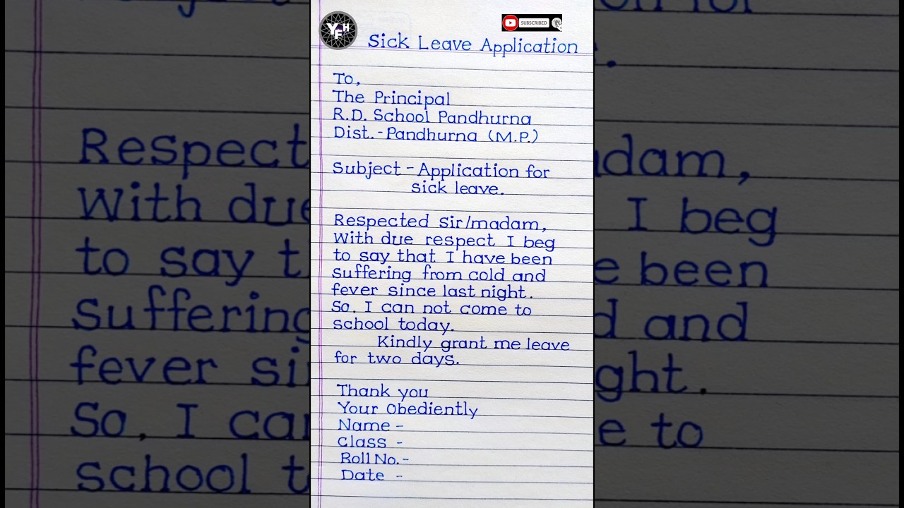 How to write Application for sick leave | Sick leave application for two days |